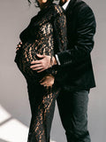 Beaumama robes photo longue grossesse élégant dentelle transparent moulante femme enceinte