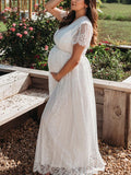 Beaumama robes longue grossesse enceinte shooting mariage dentelle fluide bord ondulé mariée femme enceinte