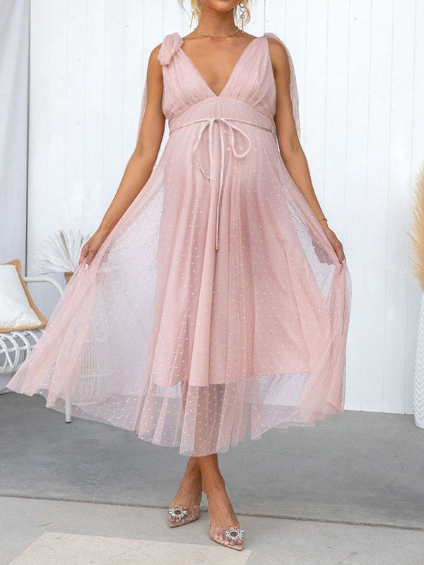Beaumama robes longue grossesse pois bouffante tutu ceinture dos nu demoiselles d'honneur femme enceinte