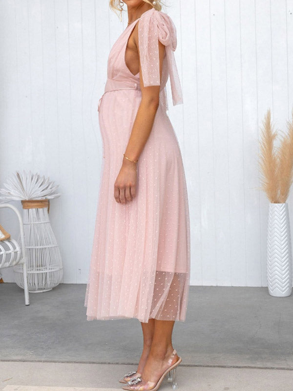 Beaumama robes longue grossesse pois bouffante tutu ceinture dos nu demoiselles d'honneur femme enceinte