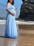 Beaumama robes longue grossesse demoiselles d'honneur fendu le côté fluide volants mousseline mariée femme enceinte