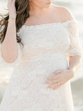 Beaumama robes photo longue grossesse fleurie dentelle transparent fluide trapèze mariée femme enceinte