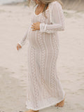 Beaumama robes photo longue grossesse fendu le côté dentelle moulante costume deux pièces vacances femme enceinte