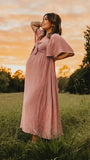 Beaumama robes longue grossesse élégant casual nœud papillon volants fluide enceinte shooting femme enceinte