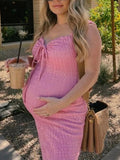 Beaumama robes photo longue grossesse vacances moulante fendu le côté ruchés froncées coulisse taille femme enceinte