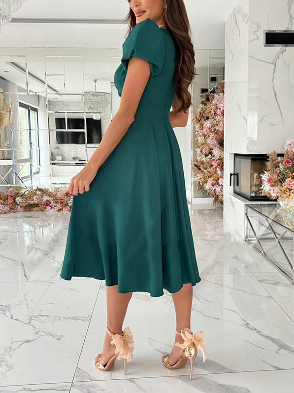 Beaumama robes mi-longue grossesse élégant cocktail cérémonie volants trapèze fluide femme enceinte