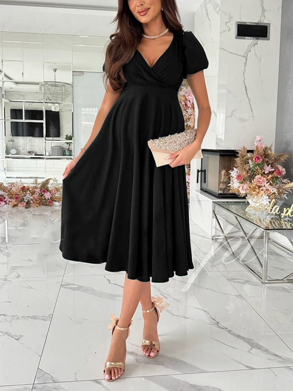 Beaumama robes mi-longue grossesse élégant cocktail cérémonie volants trapèze fluide femme enceinte
