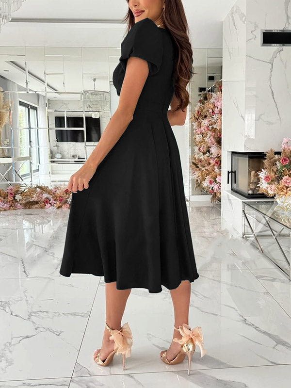 Beaumama robes mi-longue grossesse élégant cocktail cérémonie volants trapèze fluide femme enceinte