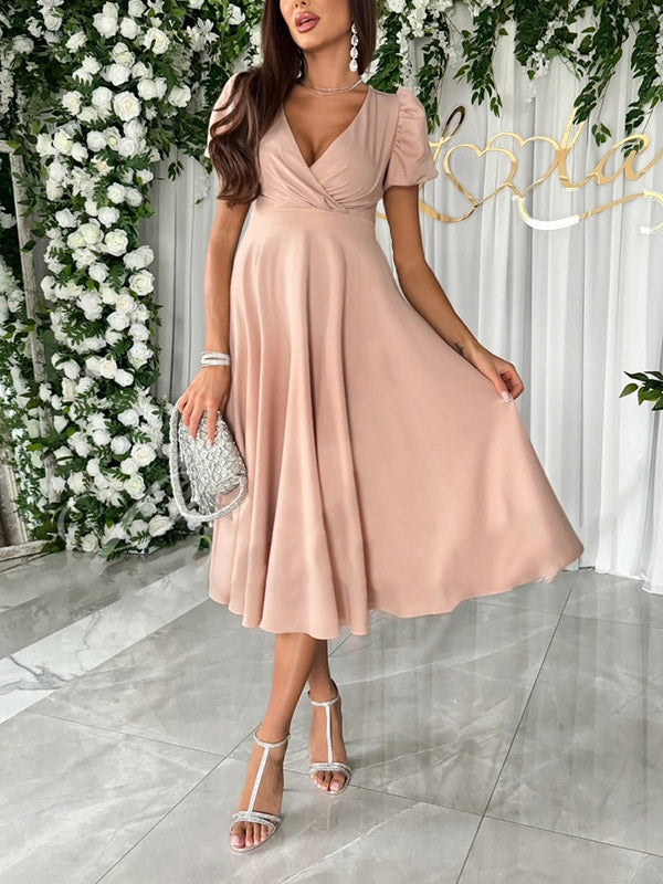 Beaumama robes mi-longue grossesse élégant cocktail cérémonie volants trapèze fluide femme enceinte