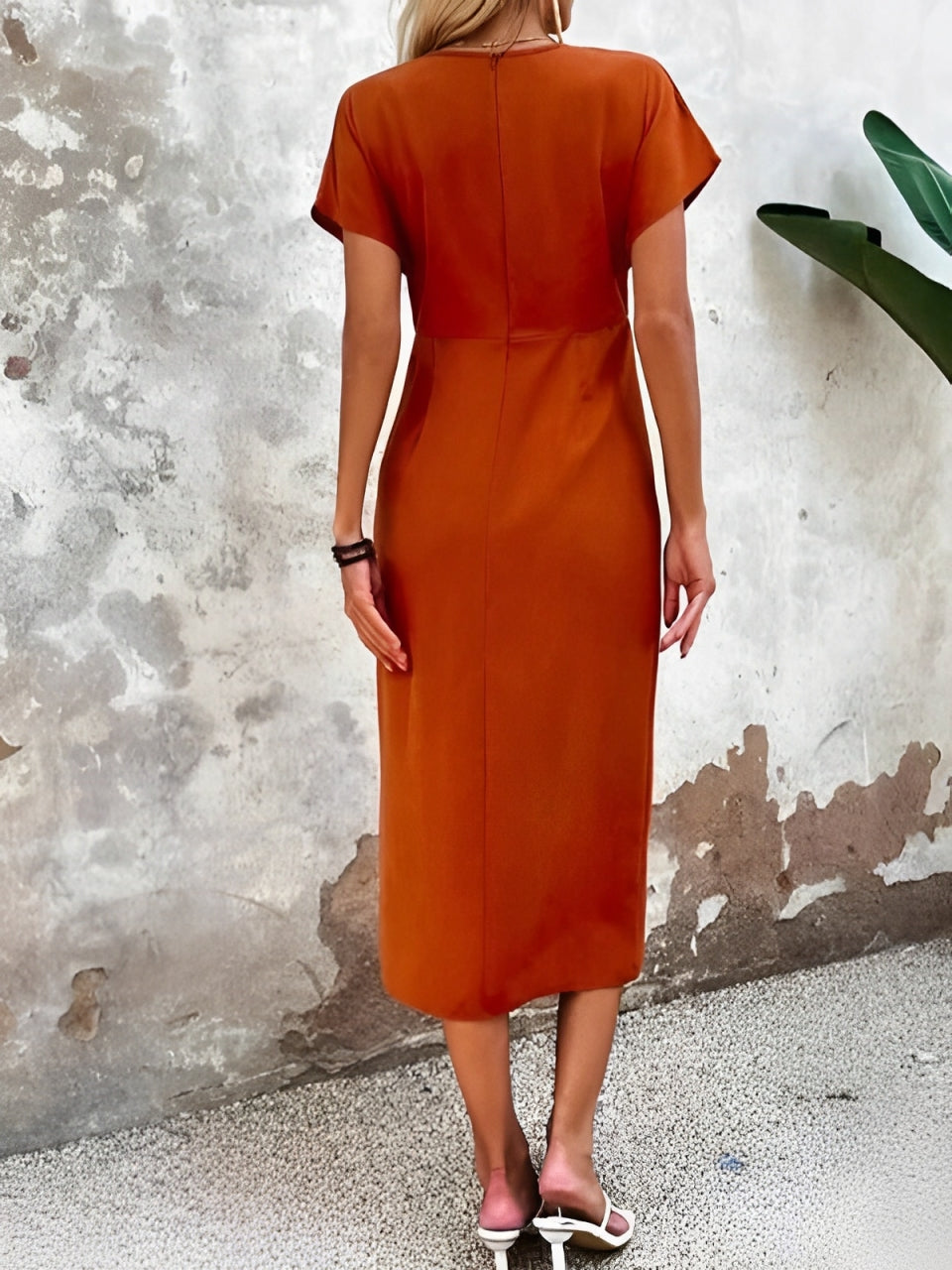 Beaumama robe mi-longue grossesse élégant base v-cou cérémonie fendu le côté boutonnage plissé moulante femme enceinte