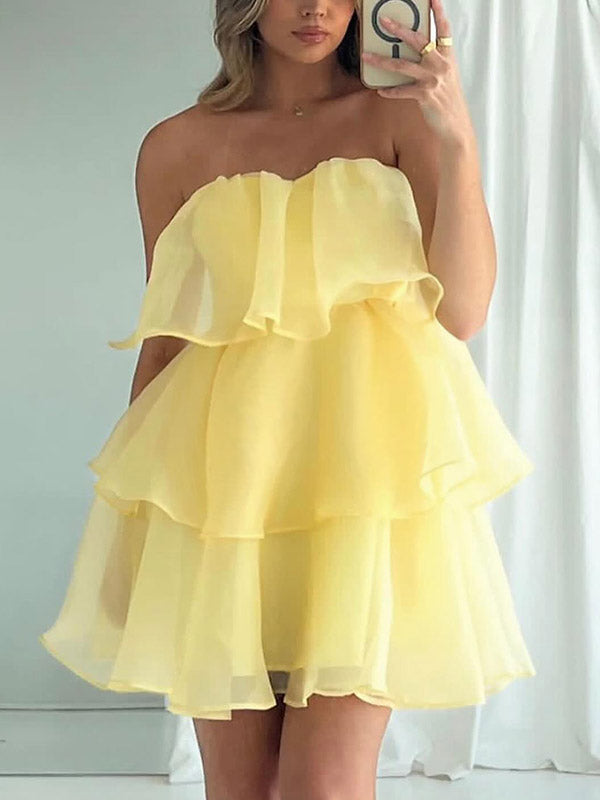 Beaumama robes courte grossesse demoiselles d'honneur bouffante tutu froufrou volants dos nu trapèze cocktail femme enceinte