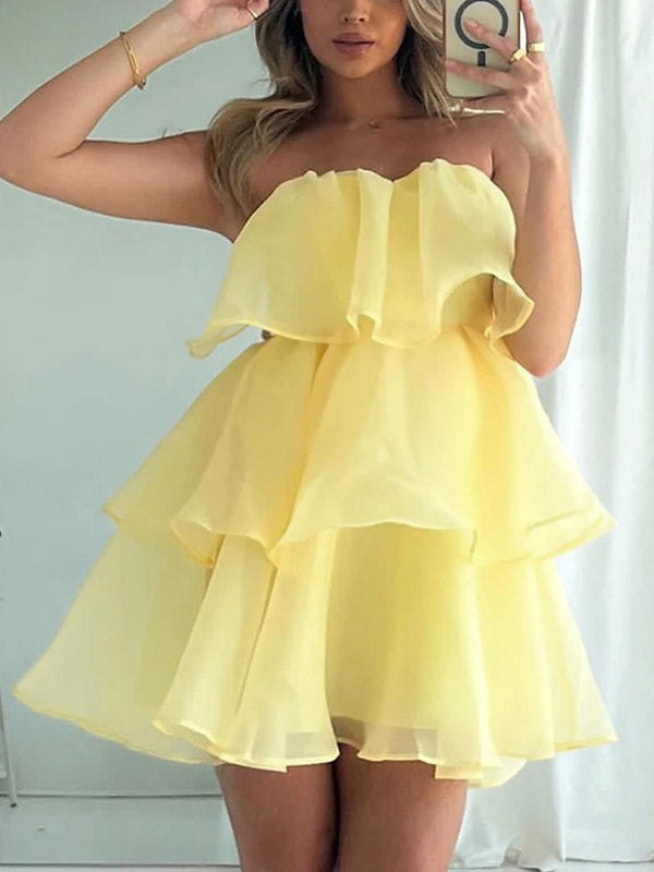 Beaumama robes courte grossesse demoiselles d'honneur bouffante tutu froufrou volants dos nu trapèze cocktail femme enceinte