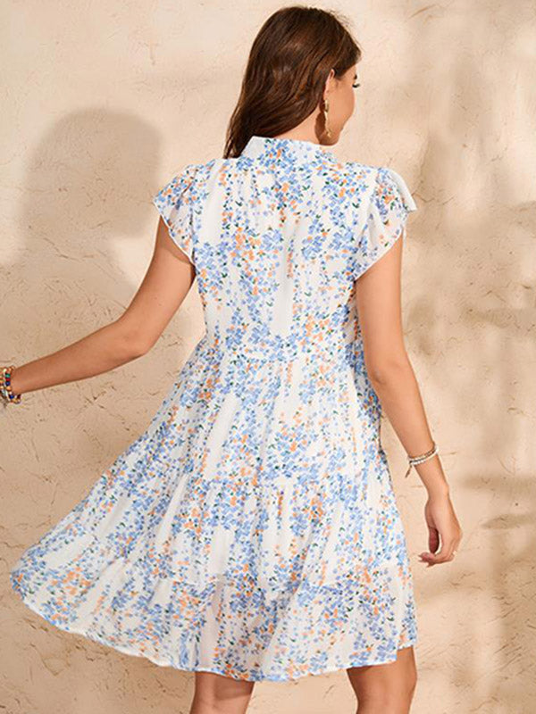 Beaumama robe courte grossesse élégant casual vacances imprimé fleurie volants fluide femme enceinte