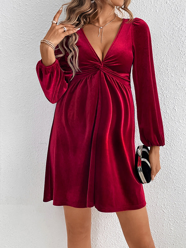 Beaumama robes courte grossesse élégant cocktail velours nœud trapèze noël femme enceinte