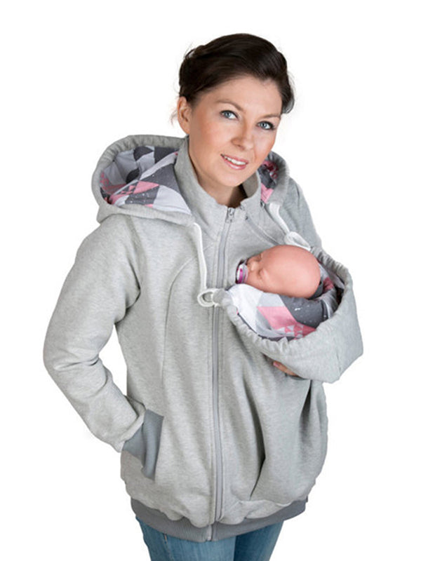 Beaumama porte bébé manteau grossesse casual tous les jours couleur bloc fermeture éclair poches manteau d'hiver femme enceinte