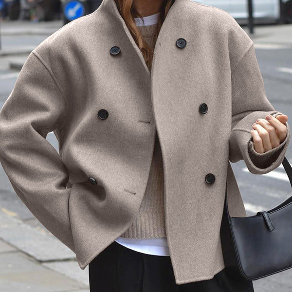 Beaumama manteau en laine grossesse double boutonnage v-cou style tailleur femme enceinte
