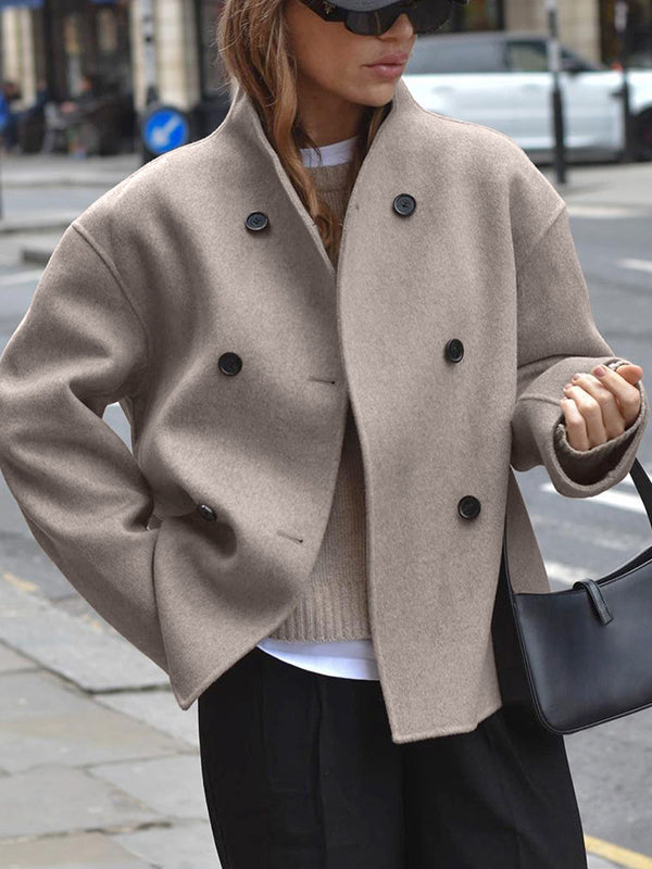 Beaumama manteau en laine grossesse double boutonnage v-cou style tailleur femme enceinte