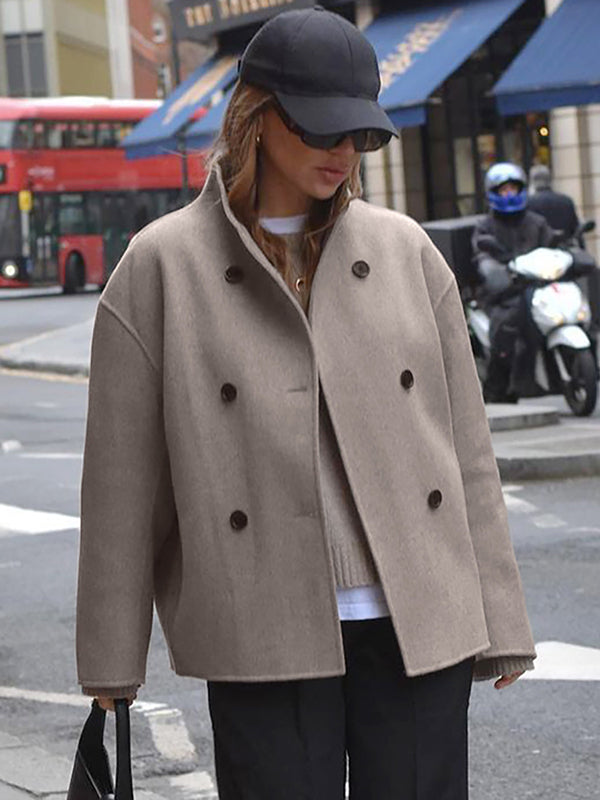 Beaumama manteau en laine grossesse double boutonnage v-cou style tailleur femme enceinte