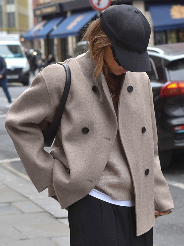 Beaumama manteau en laine grossesse double boutonnage v-cou style tailleur femme enceinte