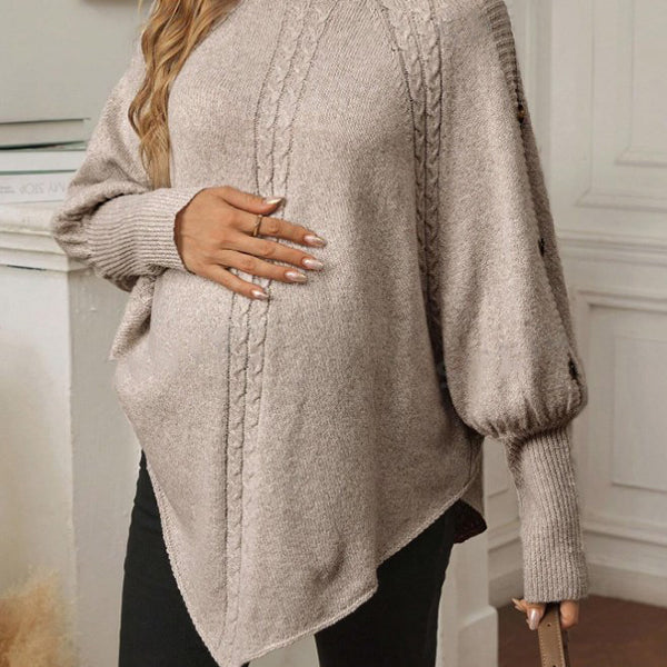 Beaumama pulls grossesse casual tous les jours rugueux tricot torsadé  boutonnage irrégulier femme enceinte