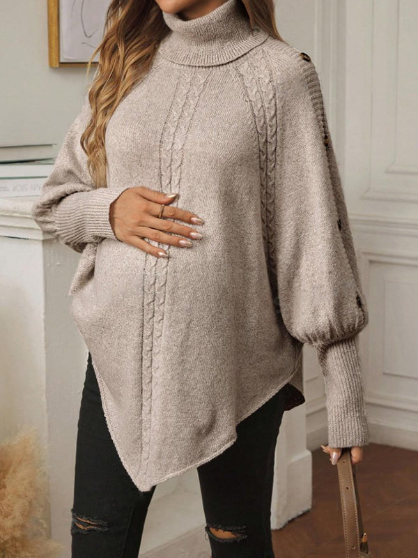 Beaumama pulls grossesse casual tous les jours rugueux tricot torsadé  boutonnage irrégulier femme enceinte