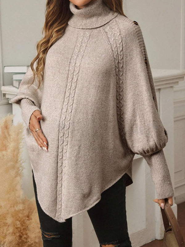 Beaumama pulls grossesse casual tous les jours rugueux tricot torsadé  boutonnage irrégulier femme enceinte