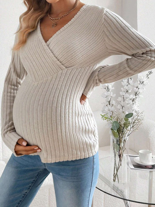Beaumama pulls grossesse élégant casual tous les jours rayé épissage moulante femme enceinte