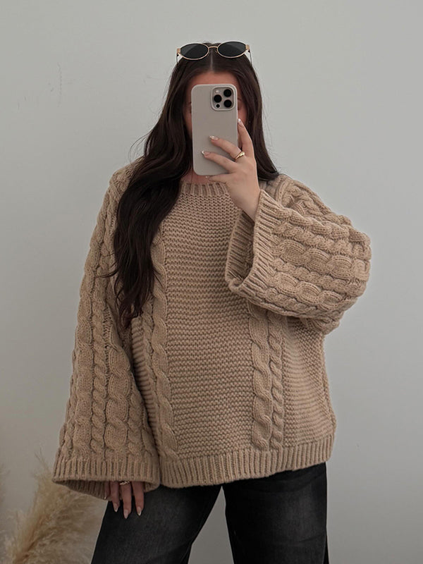 Beaumama pulls grossesse élégant casual rugueux tricot torsadé manches trompette femme enceinte
