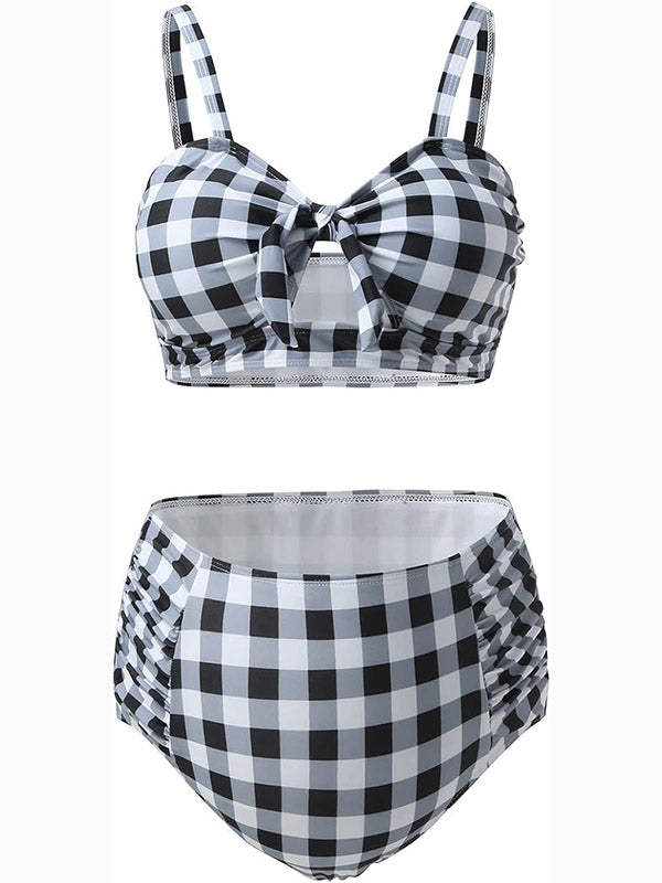 Beaumama maillot de bain deux pièces grossesse costume deux pièces carreaux nœud papillon découpe femme enceinte