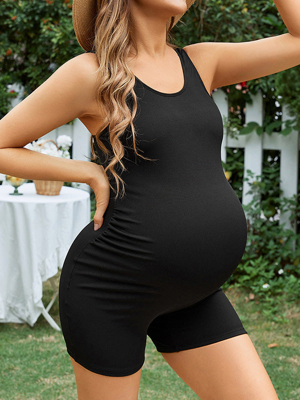 Beaumama maillot de bain une pièce grossesse casual vacances plage dos nu moulante courte combinaisons femme enceinte