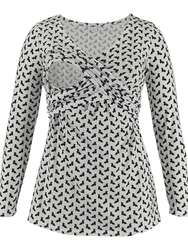Beaumama sweatshirt allaitement grossesse imprimé fleurie col rond style maison femme enceinte