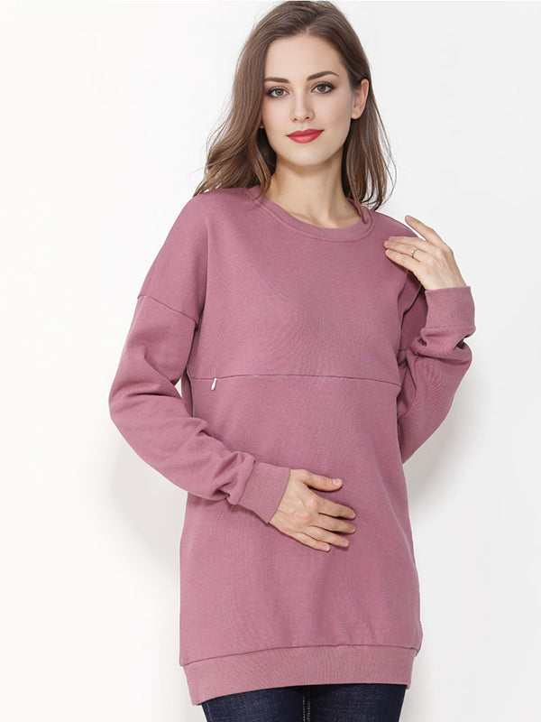 Beaumama sweatshirt allaitement grossesse léopard fermeture éclair col rond style maison femme enceinte