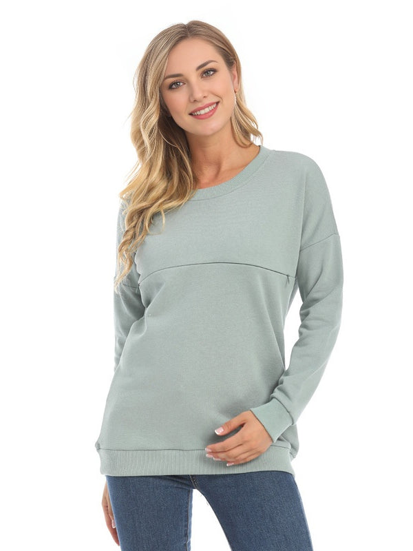 Beaumama sweatshirt allaitement grossesse léopard fermeture éclair col rond style maison femme enceinte