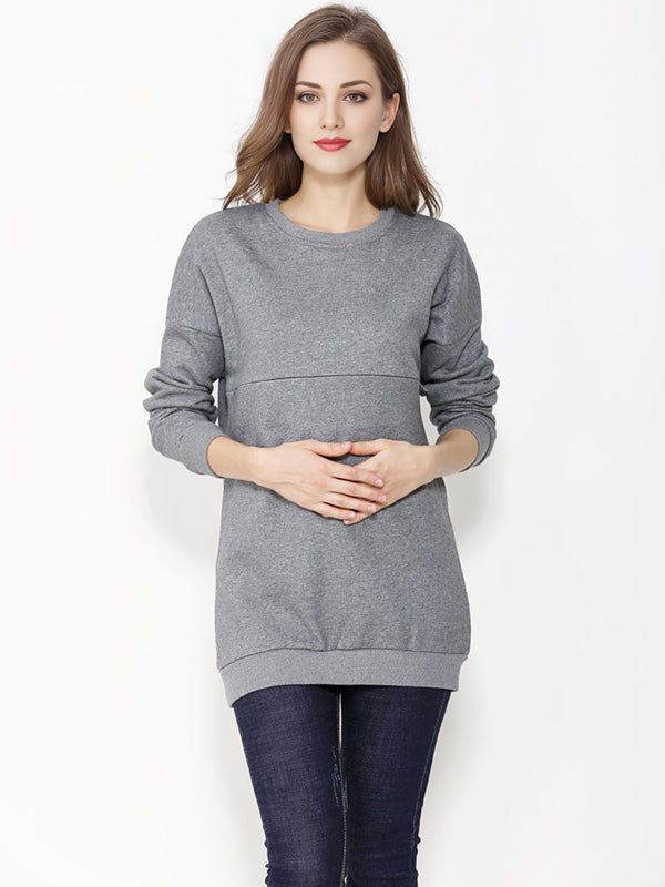Beaumama sweatshirt allaitement grossesse léopard fermeture éclair col rond style maison femme enceinte