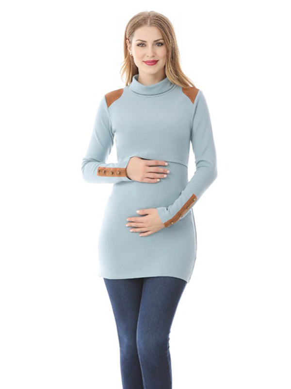 Beaumama sweatshirt allaitement grossesse col roulé manches longues style maison femme enceinte
