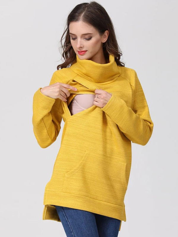 Beaumama sweatshirt allaitement grossesse poches col roulé style maison femme enceinte