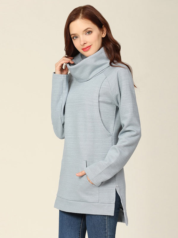 Beaumama sweatshirt allaitement grossesse poches col roulé style maison femme enceinte