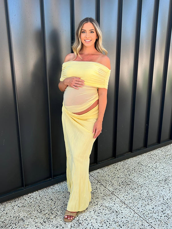 Beaumama robes longue grossesse élégant cérémonie épissage tulle découpe moulante épaule dénudée femme enceinte