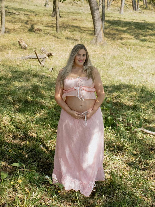 Beaumama robes shooting longue grossesse vacances costume deux pièces volants coulisse taille fluide spaghettiträger femme enceinte