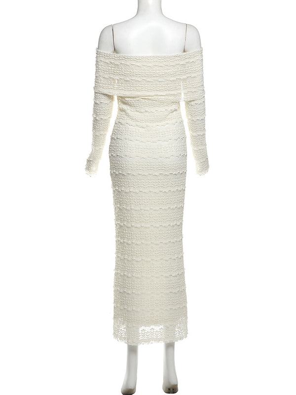 Beaumama robes longue grossesse dentelle moulante col bateau manches longues élégant femme enceinte