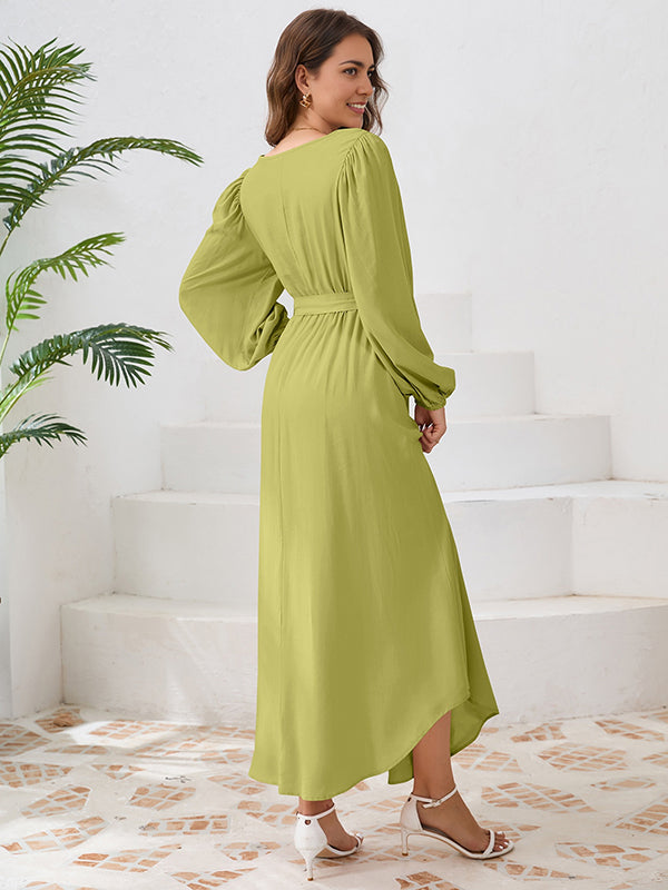Beaumama robes longue grossesse ceinture col rond manchon de lanterne simple femme enceinte