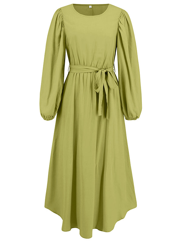 Beaumama robes longue grossesse ceinture col rond manchon de lanterne simple femme enceinte