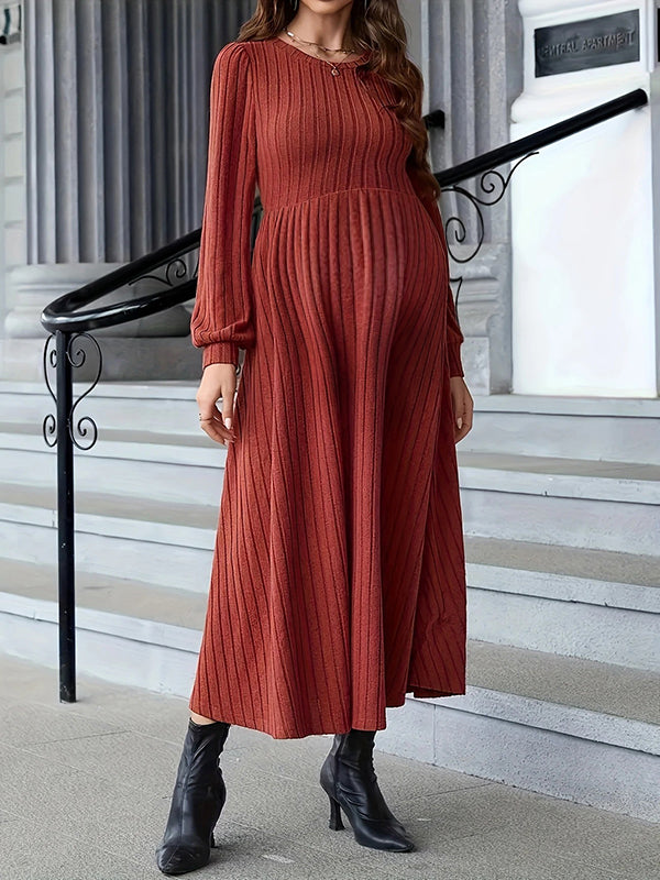 Beaumama robe décontracté longue grossesse casual simple rayé trapèze fluide femme enceinte