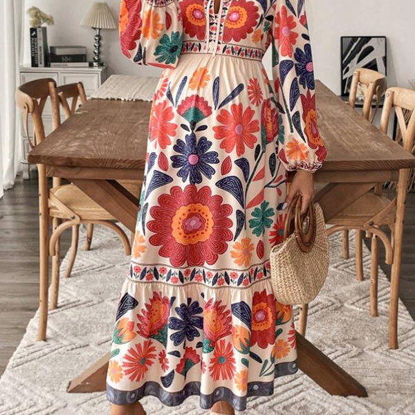 Beaumama robe longue grossesse chic imprimé fleurie nœud papillon fluide femme enceinte