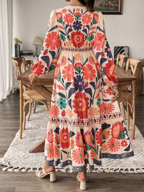 Beaumama robe longue grossesse chic imprimé fleurie nœud papillon fluide femme enceinte