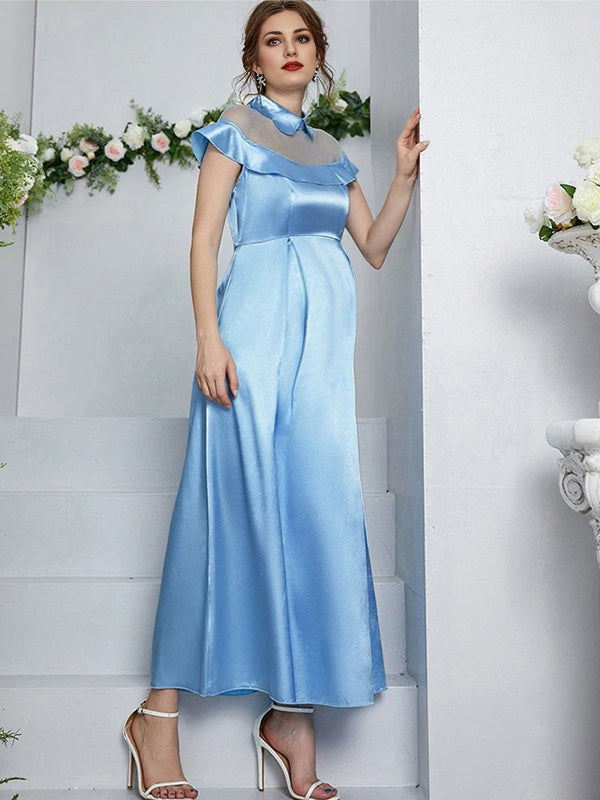 Beaumama robes longue grossesse tulle trapèze col cheminée sans manches élégant femme enceinte