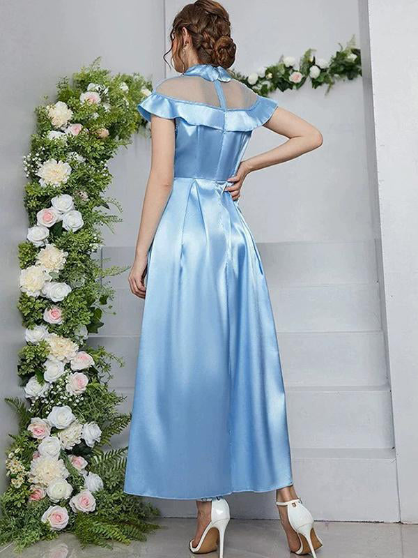 Beaumama robes longue grossesse tulle trapèze col cheminée sans manches élégant femme enceinte