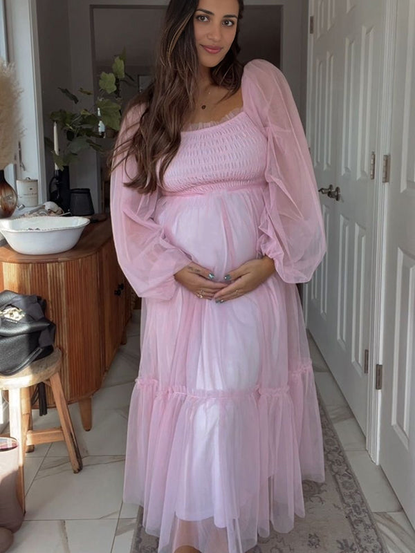 Beaumama robes photo longue grossesse élégant cérémonie bouffante tutu plissé trapèze femme enceinte
