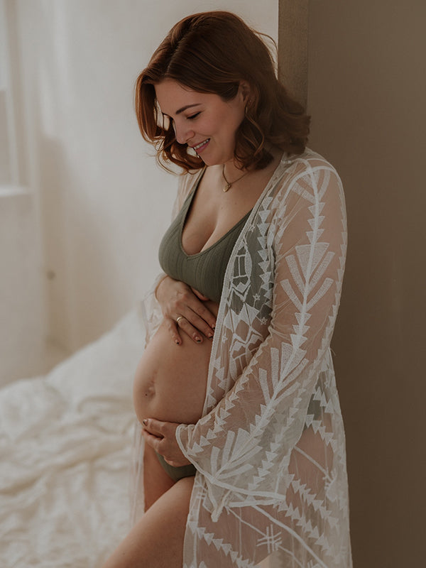 Beaumama robes photo longue grossesse bohème dentelle court devant longue derriere ceinture fente femme enceinte