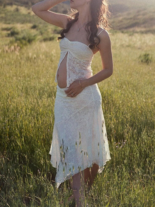 Beaumama robes photo longue grossesse cocktail dentelle irrégulier fente 2 pièces femme enceinte